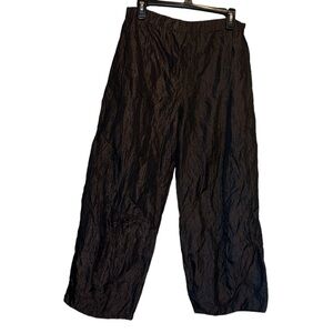 Gudrun Grenz pants wide leg crape crinkle‎ sz large wide leg dark brown